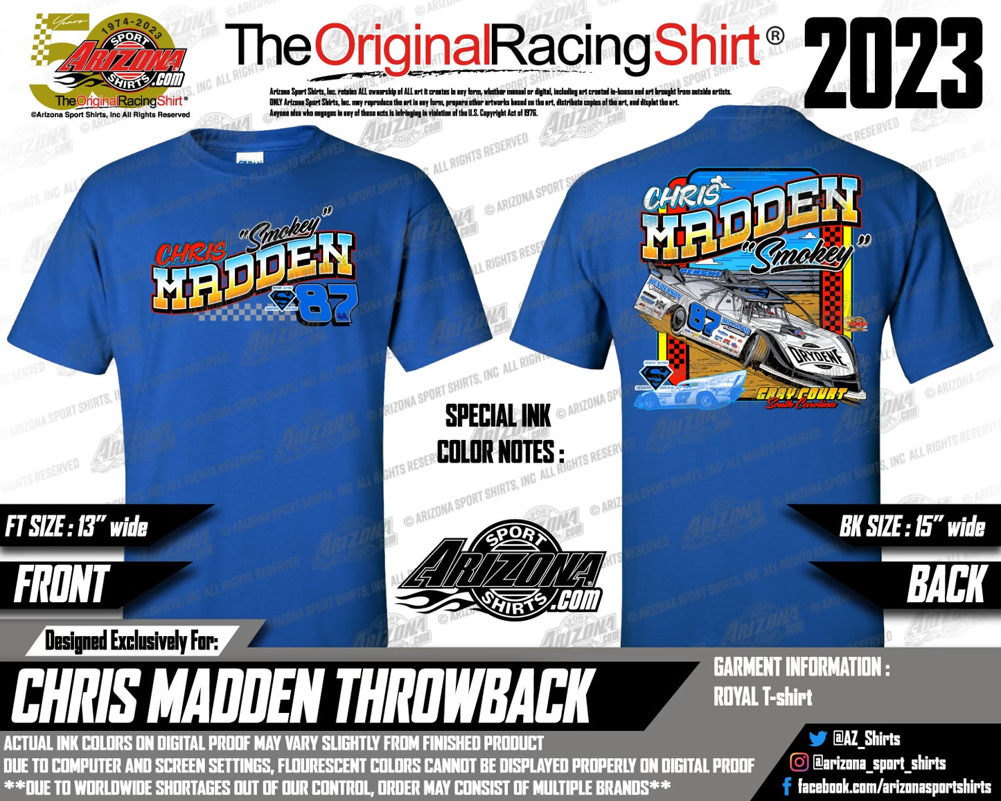 Royal Blue Chris Madden Throwback Youth Short Sleeve Tee