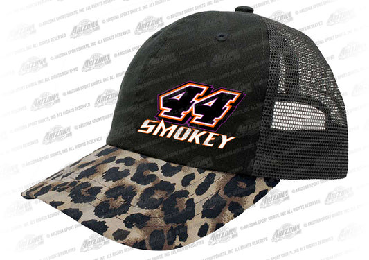 Black/Brown Leopard Offset Smokey #44 Logo Ladies Hat