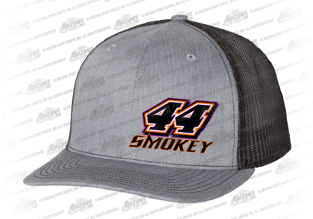 Gray/Black Mesh Offset Smokey #44 Logo OSFA Hat