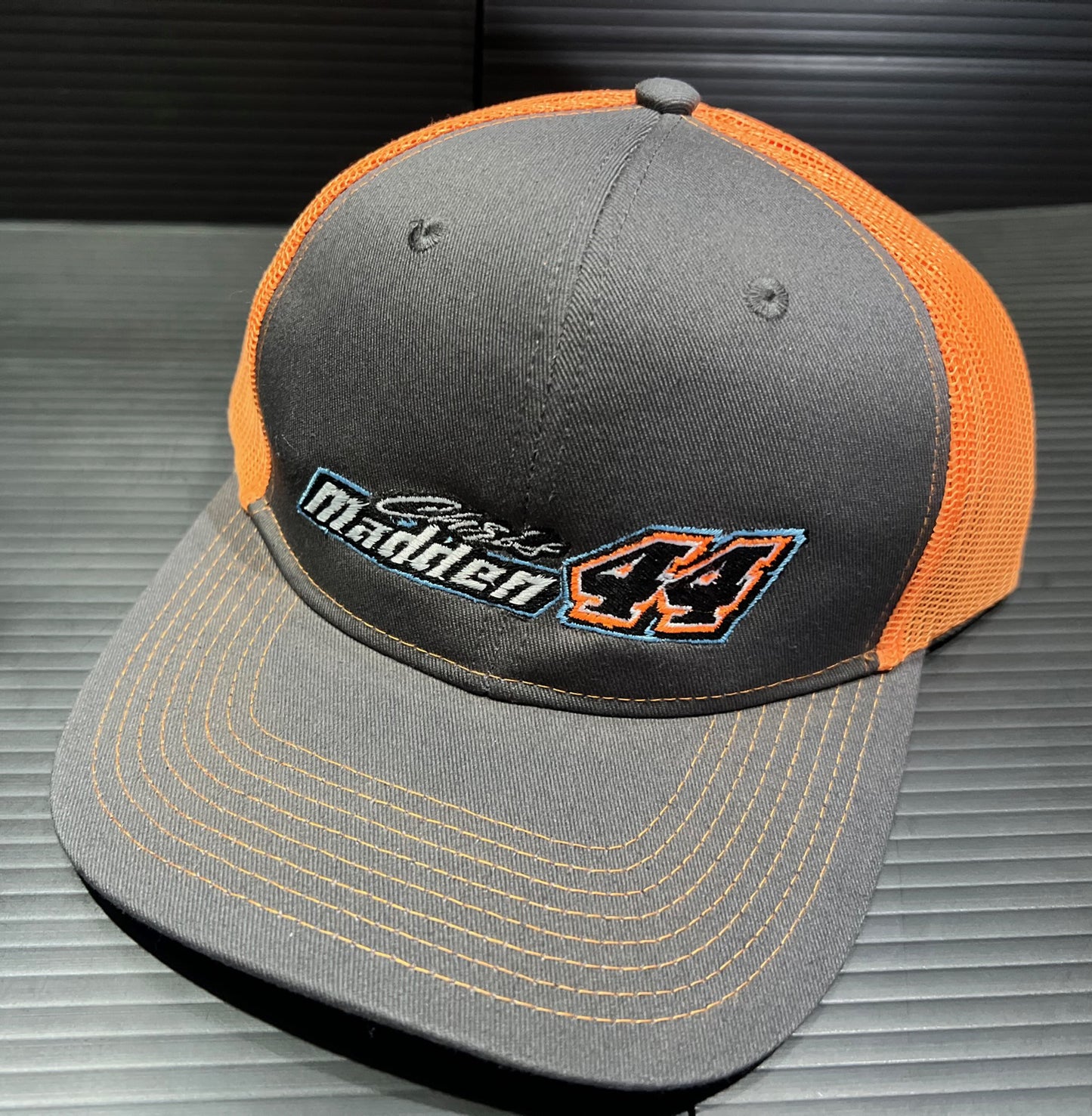 Gray/Orange Mesh Chris Madden #44 Center Logo Hat