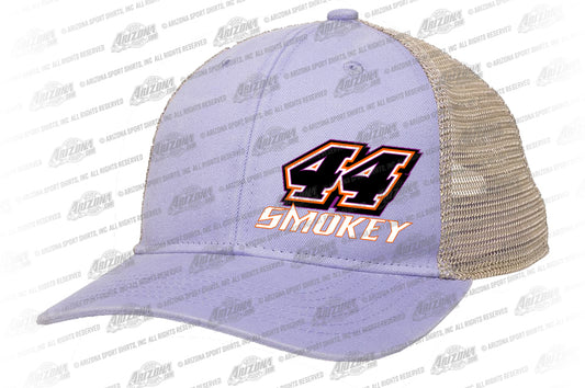 Lavender/Tea Mesh Offset Smokey #44 Logo Ladies Ponytail Hat